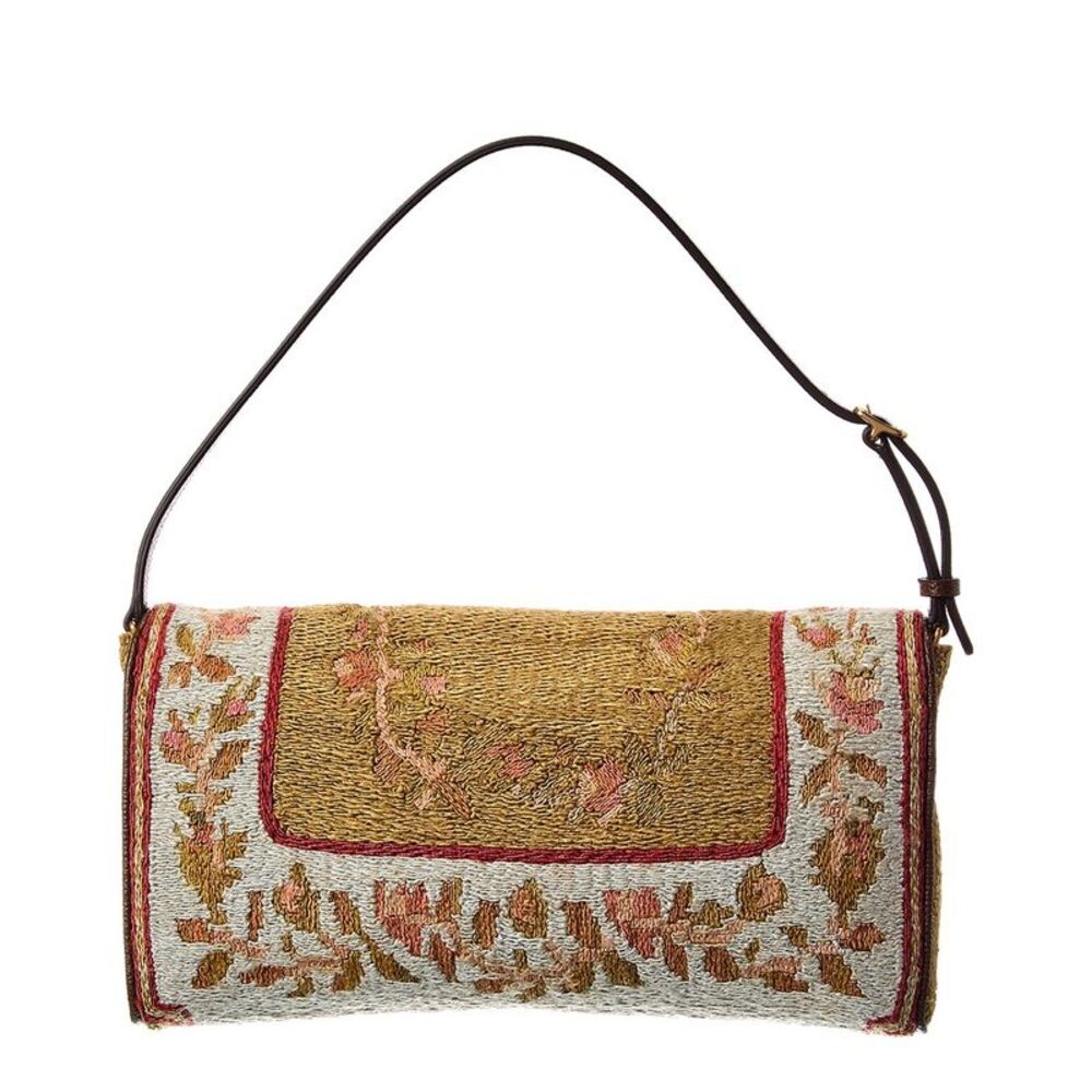 Valentino Vlogo Leather-Trim Shoulder Bag, Brown - Picture 2 of 5